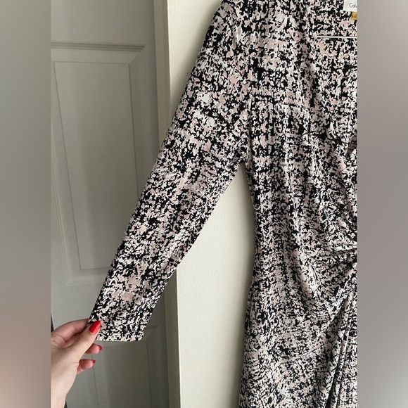 Calvin Klein Womens Printed 3/4 Sleeve Faux Wrap Dress Pink Multi Small 4 Office - Picture 4 of 11